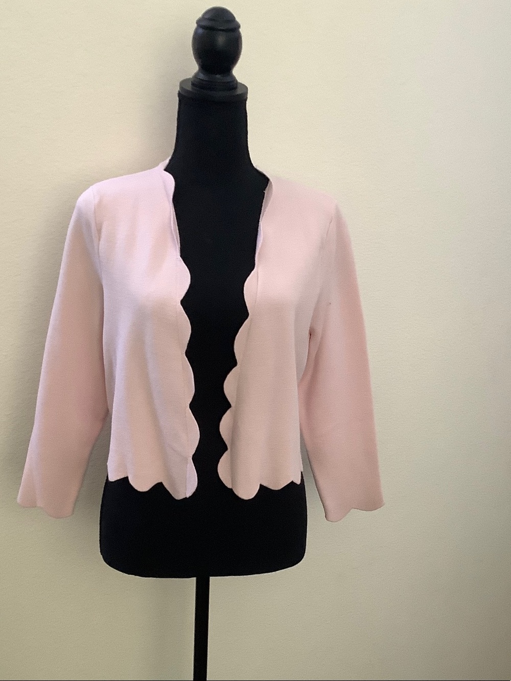 Charter Club Light Pink Scalloped Open Cardigan